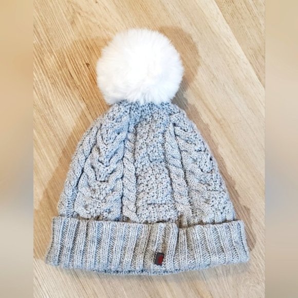 Cute Grey Hotpaws Togue w/White Pom - Picture 2 of 3